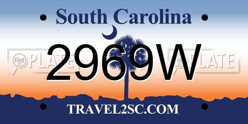 2969W South Carolina License Plate