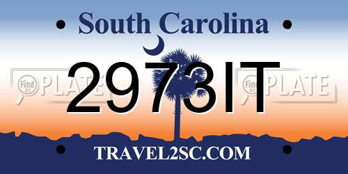 2973IT South Carolina License Plate