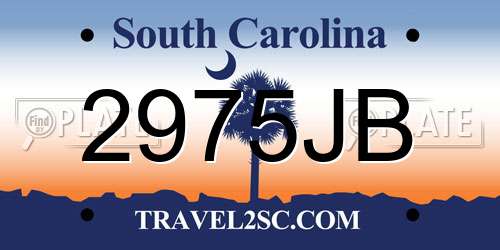 2975JB South Carolina License Plate
