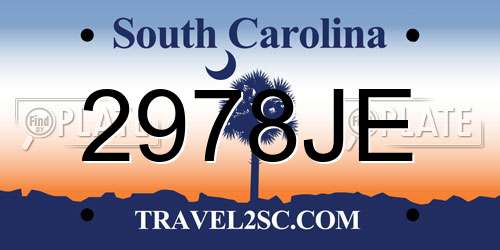 2978JE South Carolina License Plate