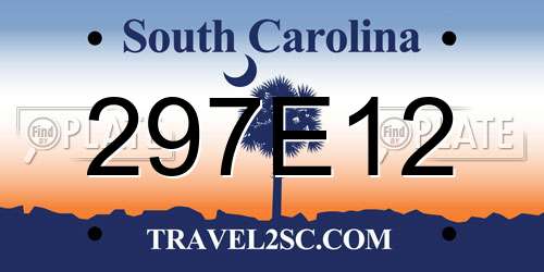297E12 South Carolina License Plate