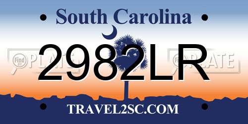 2982LR South Carolina License Plate