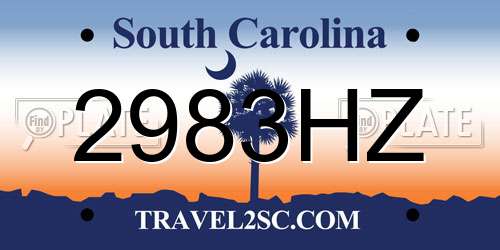 2983HZ South Carolina License Plate