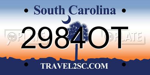 2984OT South Carolina License Plate