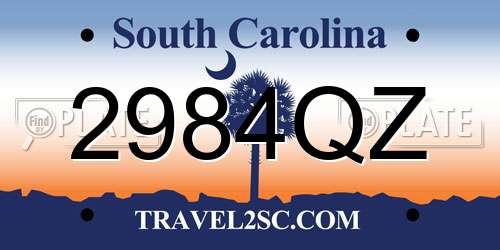 2984QZ South Carolina License Plate