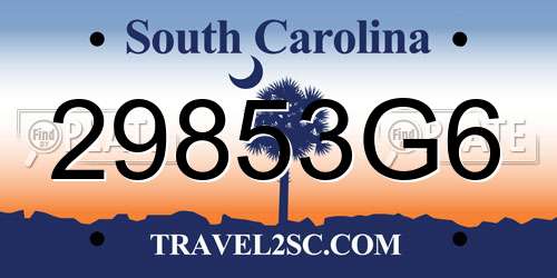 29853G6 South Carolina License Plate