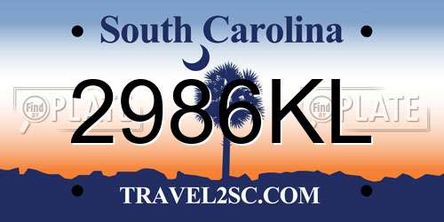 2986KL South Carolina License Plate