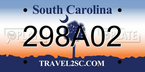 298A02 South Carolina License Plate