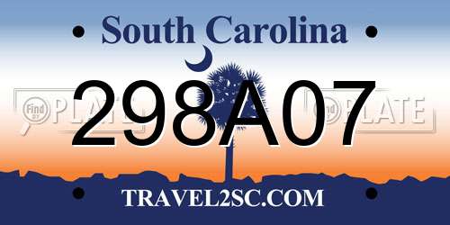 298A07 South Carolina License Plate