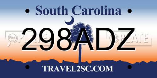 298ADZ South Carolina License Plate