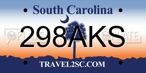 298AKS South Carolina License Plate