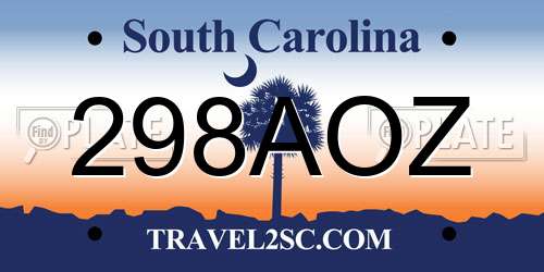 298AOZ South Carolina License Plate