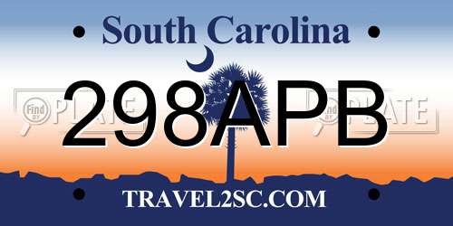 298APB South Carolina License Plate