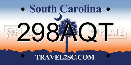 298AQT South Carolina License Plate