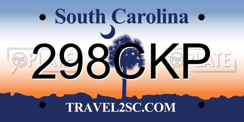 298CKP South Carolina License Plate