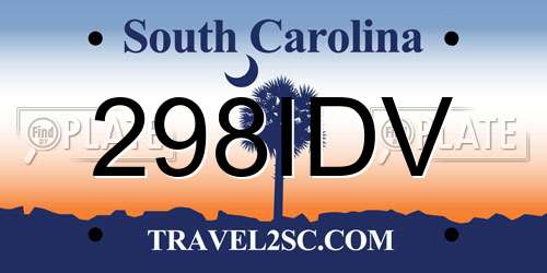298IDV South Carolina License Plate