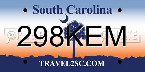 298KEM South Carolina License Plate