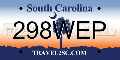 298WEP South Carolina License Plate
