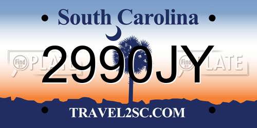 2990JY South Carolina License Plate