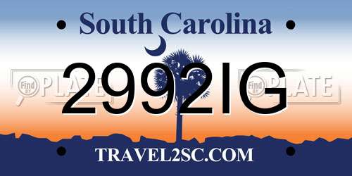 2992IG South Carolina License Plate