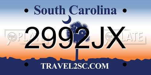 2992JX South Carolina License Plate