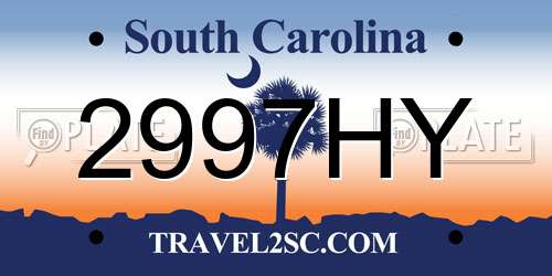 2997HY South Carolina License Plate