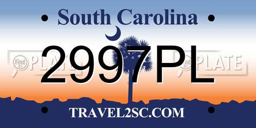 2997PL South Carolina License Plate