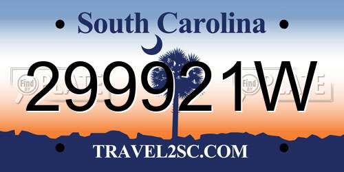 299921W South Carolina License Plate