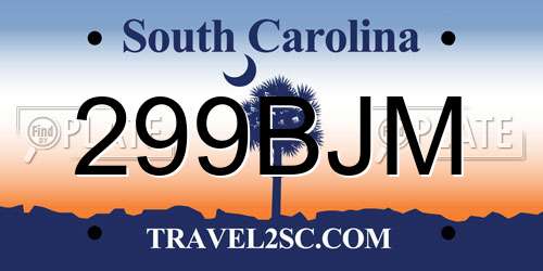 299BJM South Carolina License Plate