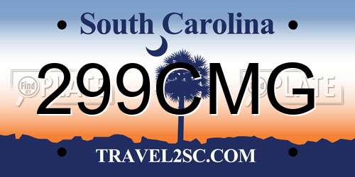 299CMG South Carolina License Plate