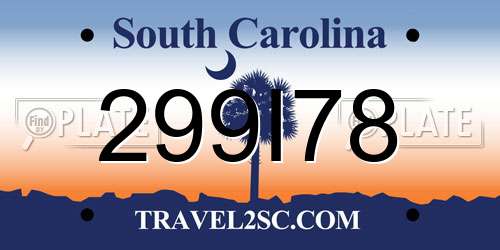 299I78 South Carolina License Plate