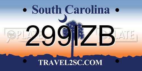 299IZB South Carolina License Plate