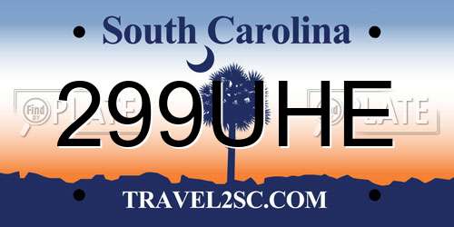 299UHE South Carolina License Plate