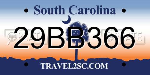 29BB366 South Carolina License Plate