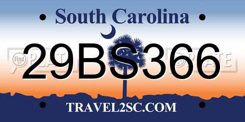 29BS366 South Carolina License Plate