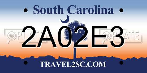 2A02E3 South Carolina License Plate