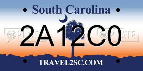 2A12C0 South Carolina License Plate