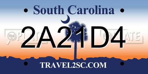 2A21D4 South Carolina License Plate