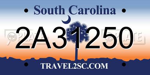 2A31250 South Carolina License Plate