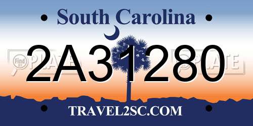2A31280 South Carolina License Plate