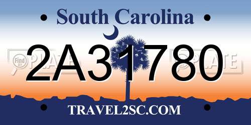 2A31780 South Carolina License Plate