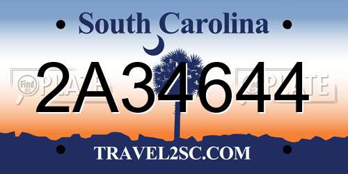 2A34644 South Carolina License Plate