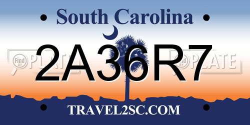 2A36R7 South Carolina License Plate
