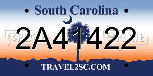 2A41422 South Carolina License Plate