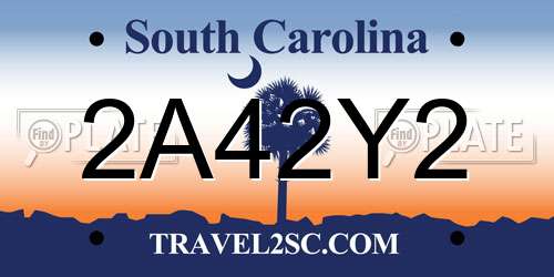 2A42Y2 South Carolina License Plate
