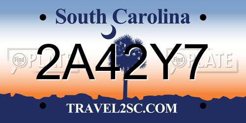 2A42Y7 South Carolina License Plate