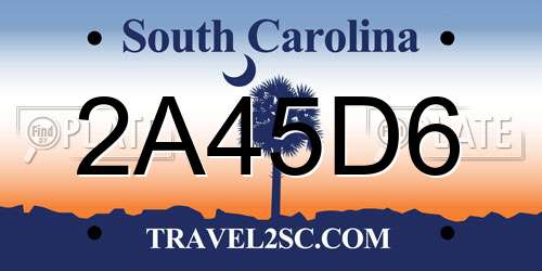 2A45D6 South Carolina License Plate