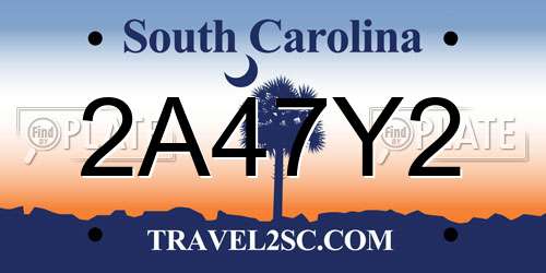 2A47Y2 South Carolina License Plate