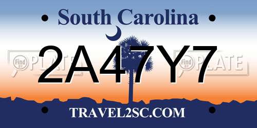 2A47Y7 South Carolina License Plate