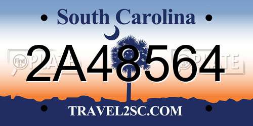 2A48564 South Carolina License Plate